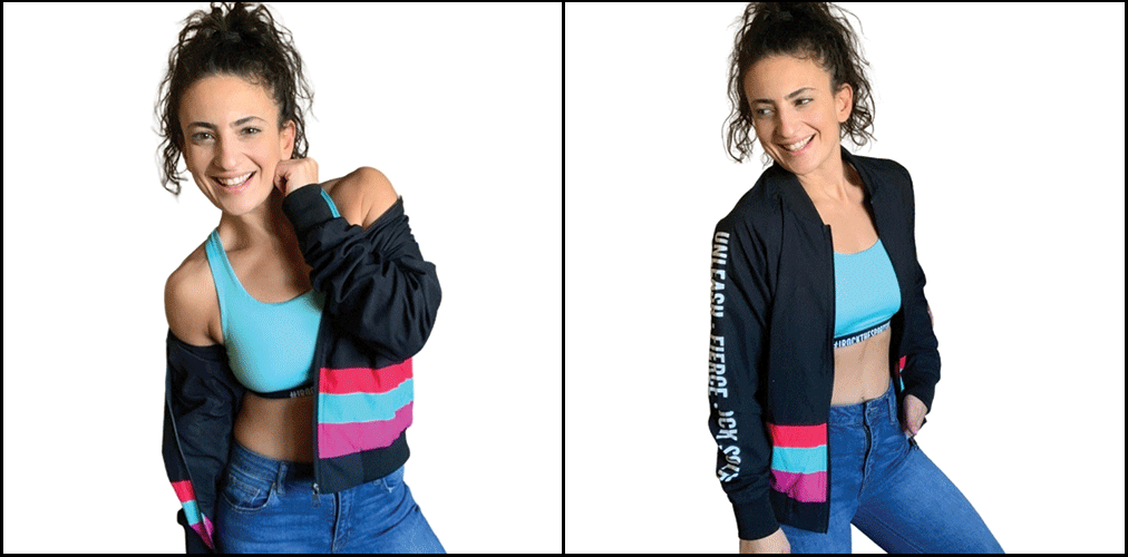 #irockthesportsbra Color Stripe Women's Bomber Jacket
