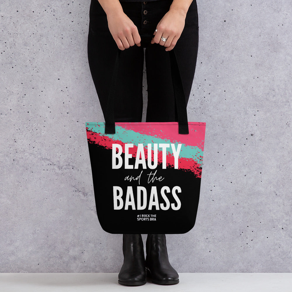 #irockthesportsbra "Beauty and the Badass" Color Splash Tote Bag